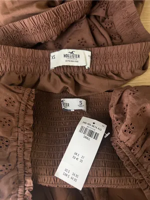 Hollister Brown Eyelet Puff Sleeve Crop Top & Ruffle Mini Skirt Set S/XS thumbnail 9