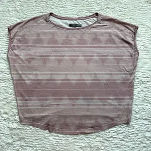 Prana Organic Cotton Oversized Boxy T Shirt Womens M Pink Aztec Geometric Print thumbnail 3