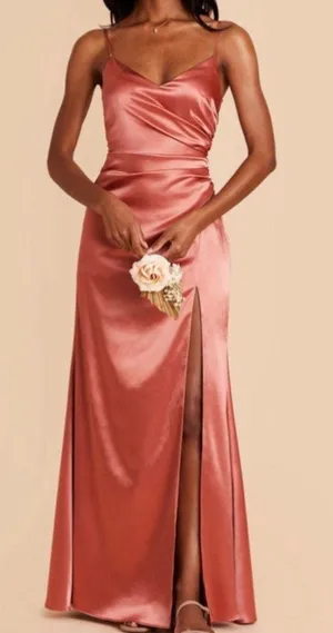 Catherine Style Satin Bridesmaid Dress In Terracotta thumbnail 1
