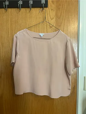 Cuyana cropped pink silk top size small thumbnail 2