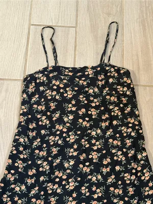 American Eagle Outfitters Black Mini Dress with Peach Floral Print thumbnail 3