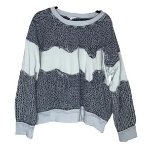Oli & Hali Textured Knit Pullover‎ Womens Medium Blue Excellent Raw Edge JT0219 thumbnail 1