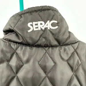 SERAC size small black quilted puffer vest zip up front fleece sides zip pockets thumbnail 5
