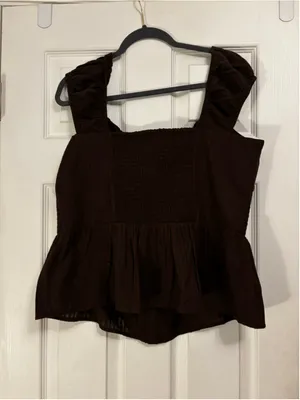 Hollister Brown Peplum Blouse Size XL thumbnail 4