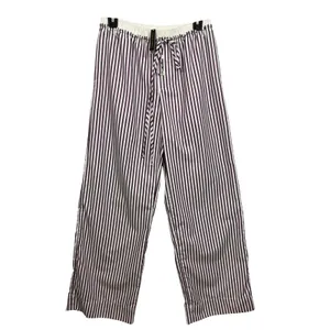 Gooseberry Intimates Le Boyfriend Unisex Plum Striped Poplin Lounge Pants M NEW thumbnail 6
