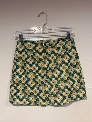 Altar’d State Patterned Green and Yellow Floral Mini Skirt thumbnail 3