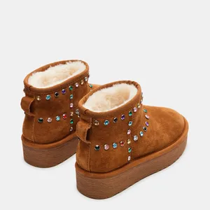 Steve Madden NEW Comfy Chestnut Brown Faux Fur Lined Suede Rhinestones Slip On Boot 10 thumbnail 9