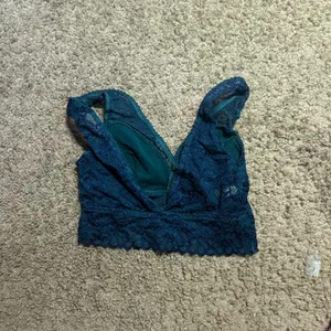 So Womens Floral Lace Bralette Teal Blue V-Neck Longline Bralette Size XS‎ thumbnail 3