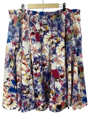 Coldwater Creek Women’s 2XL Floral Pleated Multicolor Cotton Blend Midi Skirt thumbnail 1