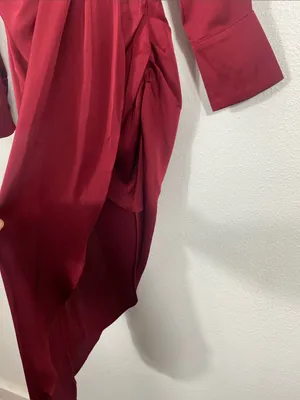 Vici Burgundy Satin Twist-Waist Midi Dress Size Xs thumbnail 6