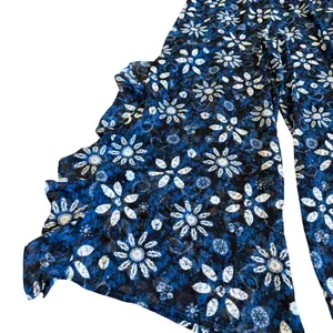 Bleu Rod Beattie Split Leg Swimsuit Coverup Pants Sheer Beach Floral Ruffle Med thumbnail 4