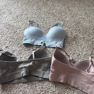 Lucky Brand Ribbed Seamless Bralette 3 Pack Blue Grey Pink Size L NEW thumbnail 4