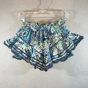 642 | Aerie Floral Ruffle Boho Festival Smocked Flowy Pull On Shorts Women's XS‎ thumbnail 7