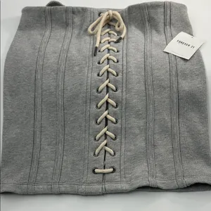 Forever 21 Heather Gray Lace-Up Skirt thumbnail 3