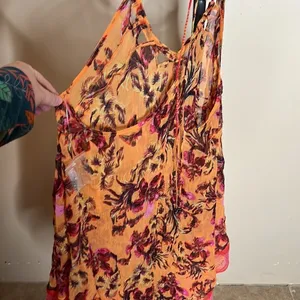 NWOT Intimately Free People Orange Floral Sheer Chemise Slip Dress Boho Sz Large thumbnail 12