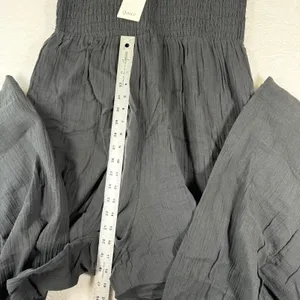 Quince Organic Cotton Gauze‎ Smocked Wide Leg Jumpsuit Square Neck Sleeveless XL thumbnail 6