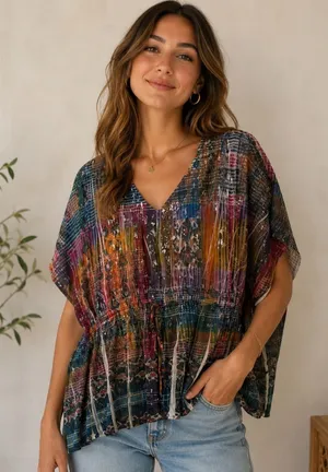 Fashion Bug Colorful Women's Tunic Top thumbnail 1