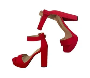 Dream Paris heels woman’s red chunky fashion ankle strap platform shoe New Sz 7 thumbnail 1