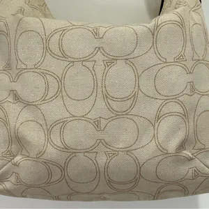 Coach Signature Penelope Purse Linen Leather Crossbody Shoulder Bag Cream Gold thumbnail 6
