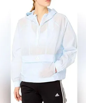 Adidas Woman’s Cropped Wind.rdy Sheer Packable Windbreaker Lite Blue Size XS thumbnail 1