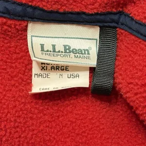 L.L. BEAN Woman Vintage Red Half Zipper Fleece Sweatshirt Pockets Logo XL thumbnail 4