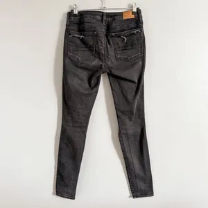 American Eagle Black Distressed Super Stretch Skinny Vintage Collection Size 2 thumbnail 4