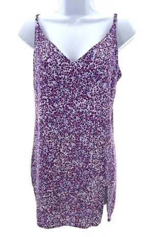 Reformation Purple Floral Print Mini Slip Dress Medium Spaghetti Straps Girly‎ thumbnail 1