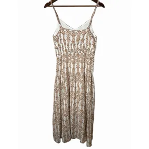 Baltic Born Thebes Tank Midi Dress Tan White Floral Smocked Waist Medium thumbnail 6