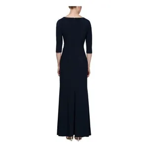 SLNY Womens Navy Side Embellishment 3/4 Sleeve‎ Full-Length Sheath Dress NWT 18 thumbnail 2