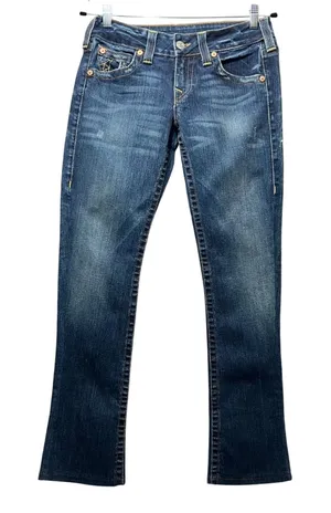 True Religion Bootcut Jeans Dark Wash Distressed Denim USA Made Size 29 Altered‎ thumbnail 1
