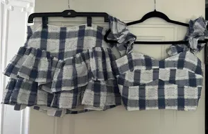 Day + Moon blue and white gingham set thumbnail 1