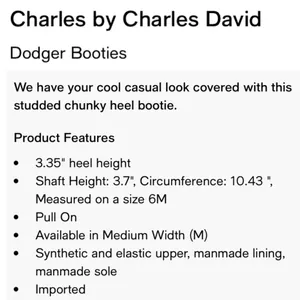 CHARLES by Charles David Dodger Black Pointy Studded Chunky Chelsea Booties 6.5 thumbnail 16