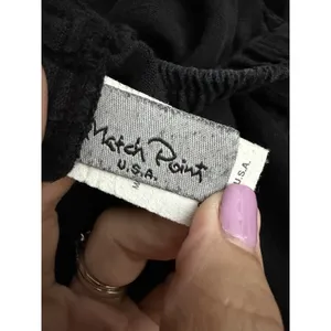 Match Point Pants Womens Medium 100% Linen Straight Leg Black Pockets #III11-1 thumbnail 2