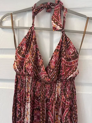 GIANNI BINI Silk Boho Halter Maxi  thumbnail 2