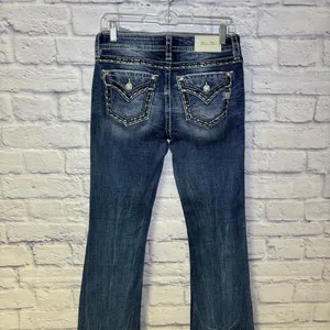 Miss Me Los Angeles Curvy Boot Cut Embellished Beaded Jeans Bling Size 27x29.5 thumbnail 7