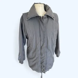 Vintage 80s Quilted Puffer Coat Mixed Media Gray Blue size S Pan Asia Grunge thumbnail 2