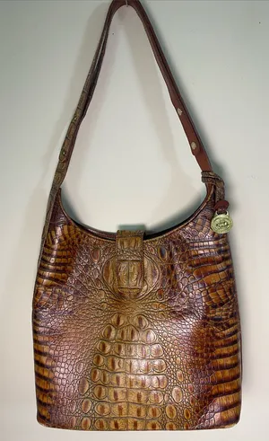 Brahmin vintage Brown Croc-Embossed Leather Shoulder Bag thumbnail 1