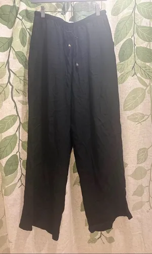 Zara Black Wide-Leg Drawstring Jogger Pants thumbnail 1