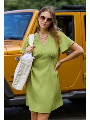 NWT Cupshe Green Flared Sleeve Mini Dress - Size: Small thumbnail 10