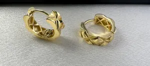 15mm Classic Rhombus Texture Gold Hoop Earrings for Women thumbnail 1