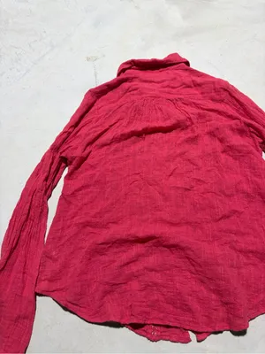 Free people FP one Red Button-Front Textured daydream Shirt XS thumbnail 10