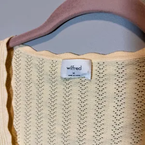 Wilfred Aritzia Yellow Soloist Pointelle Knit Babydoll Sweetheart Sweater M thumbnail 6