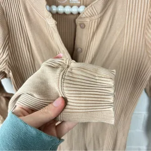 Aerie Road Trip Long Sleeve Henley Ribbed Shirt Size M thumbnail 8