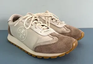 Tory Burch Annie Nylon Suede Ivory White Runner Sneakers thumbnail 1