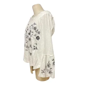 Anthropologie Annie‎ Top Embroidered Off The Shoulder Blouse White Size Large thumbnail 5