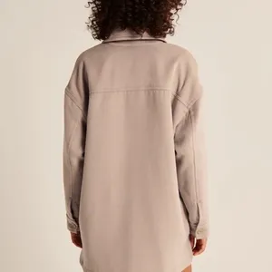 Abercrombie & Fitch Womens XS Oversized Shacket Light Beige Utility Jacket thumbnail 4