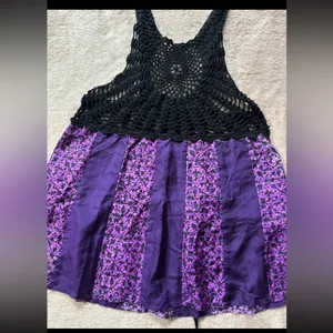 FREE PEOPLE Women’s Purple Silk Open-Crocheted Top Tie-Back Size‎ Small thumbnail 2