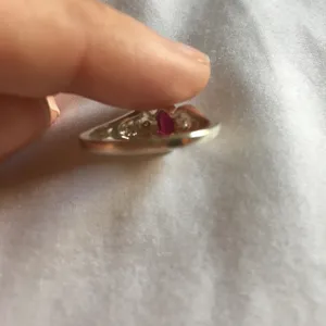 Deep Red Stone and Sterling Silver Ring size 7 thumbnail 4