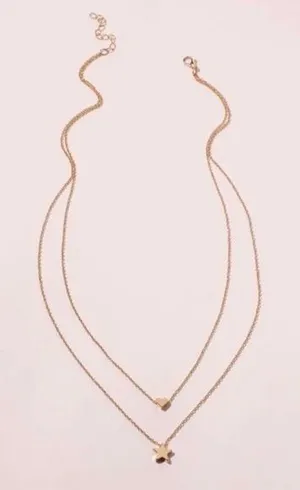 3/$30 💛 Heart Star Layered Necklace Gold thumbnail 1
