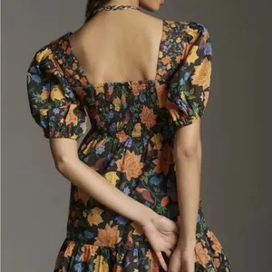 Anthropologie Farm Rio Short-Sleeve Sweetheart Floral Mini Dress Size L NWT $228 thumbnail 2